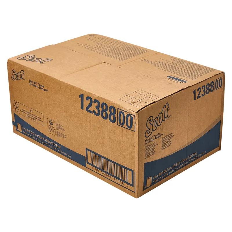 Scott® Roll Paper Towel 8X8 IN 580 FT White Hardwound Slim Roll Core 580 Sheets/Roll 6 Rolls/Case 3480 Sheets/Case