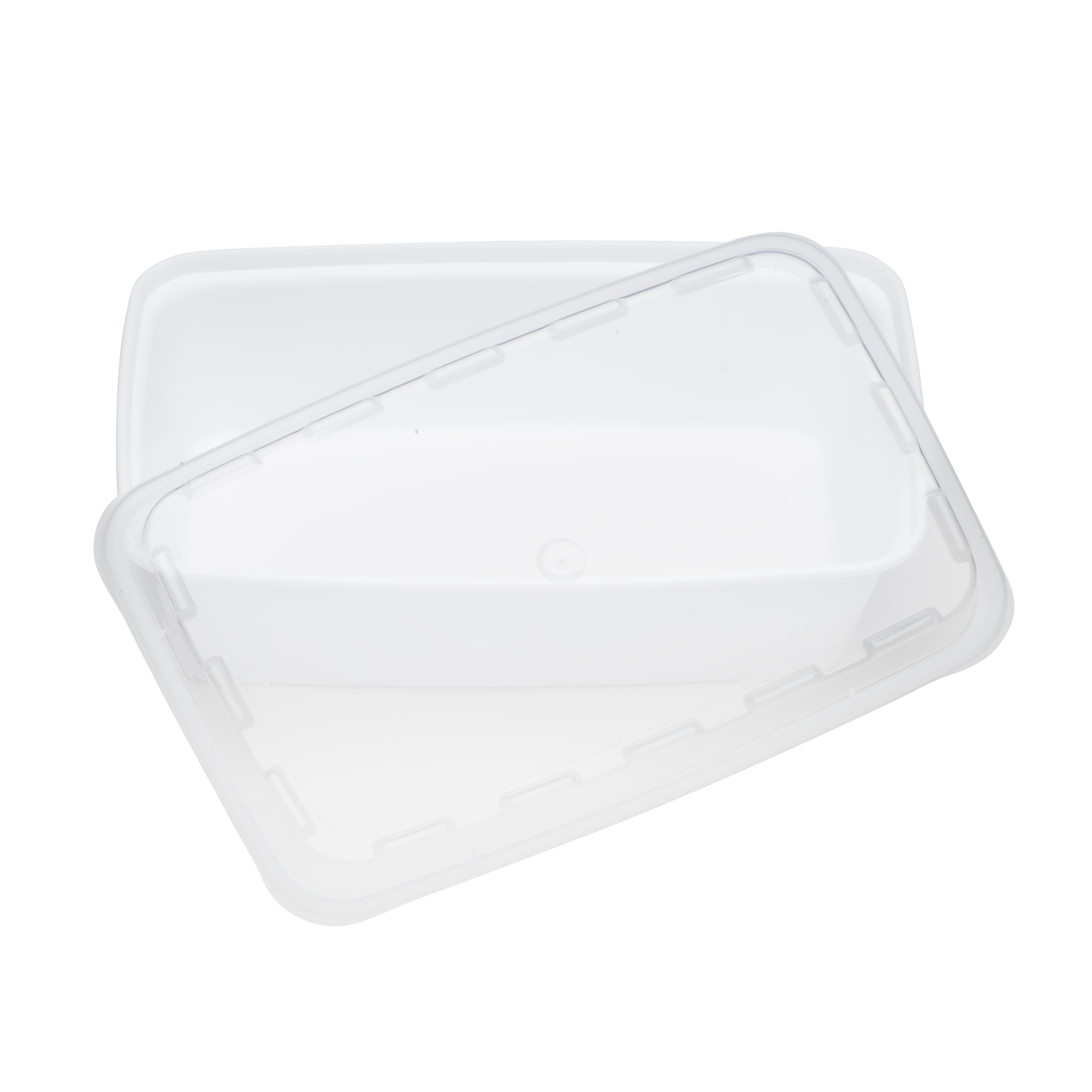 Take-Out Container Base & Lid Combo With Dome Lid 38 OZ Plastic White Clear Rectangle 150/Case
