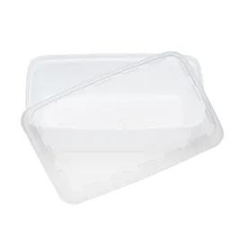 Take-Out Container Base & Lid Combo With Dome Lid 38 OZ Plastic White Clear Rectangle 150/Case