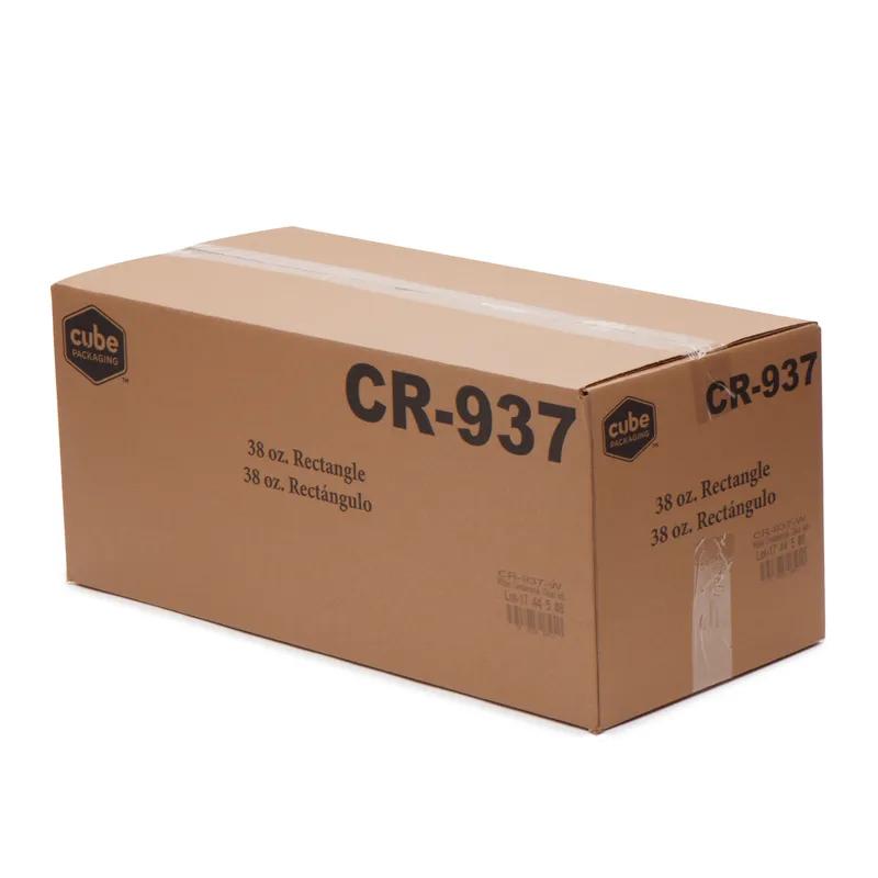 Take-Out Container Base & Lid Combo With Dome Lid 38 OZ Plastic White Clear Rectangle 150/Case