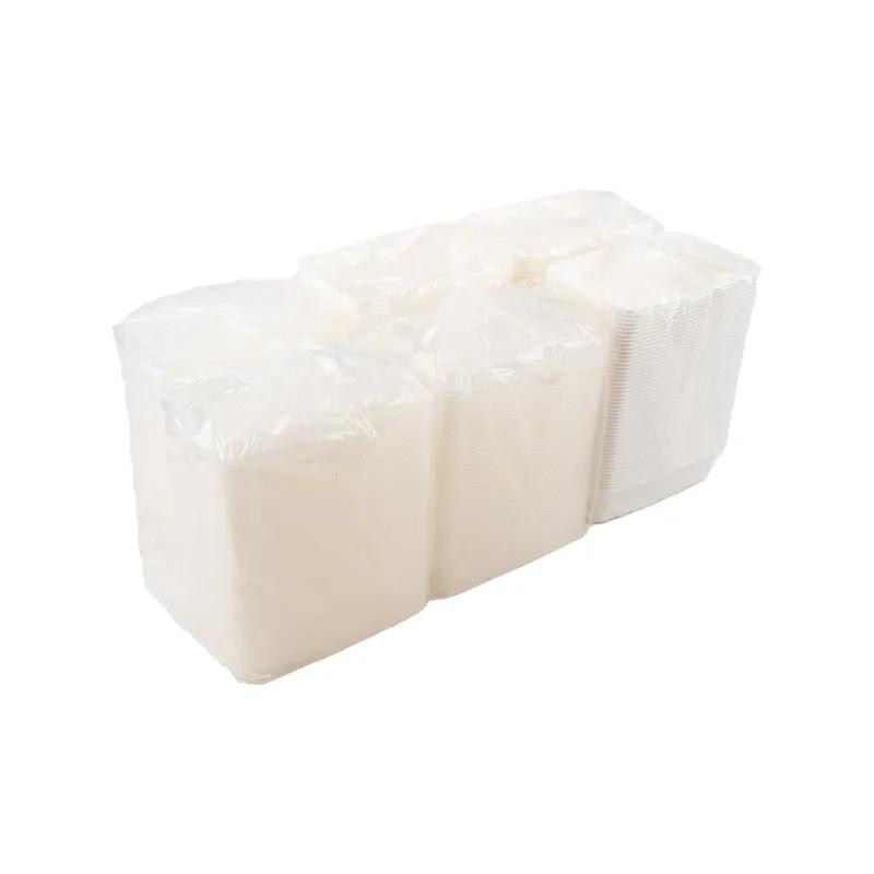 Take-Out Container Base & Lid Combo With Dome Lid 38 OZ Plastic White Clear Rectangle 150/Case