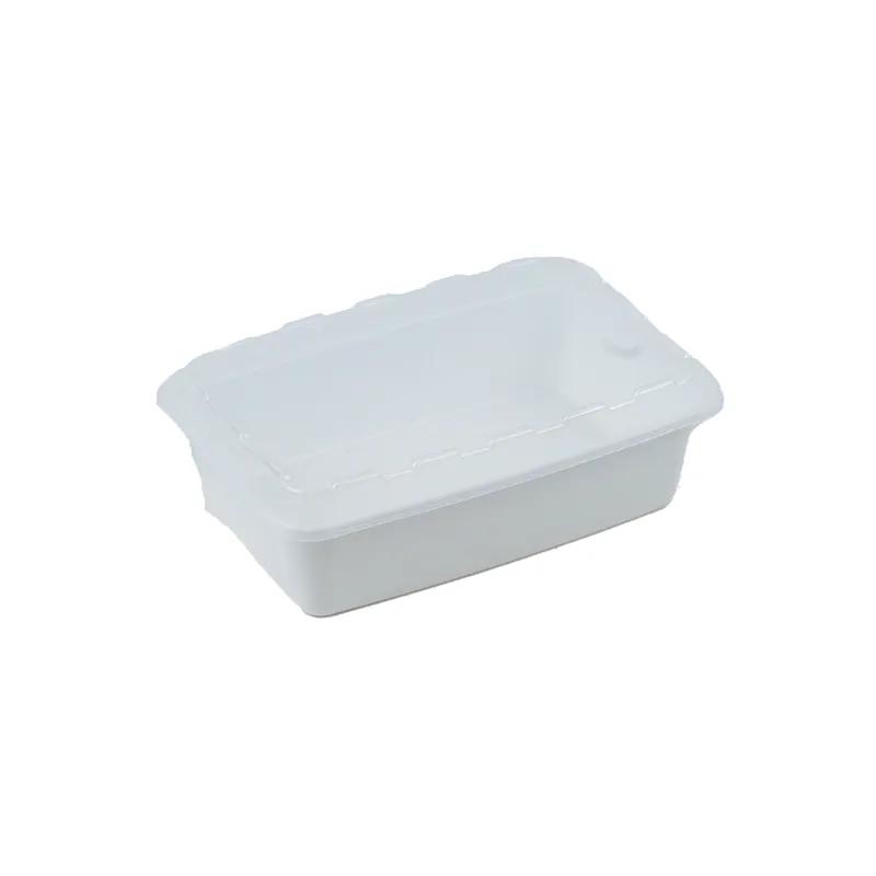 Take-Out Container Base & Lid Combo With Dome Lid 38 OZ Plastic White Clear Rectangle 150/Case