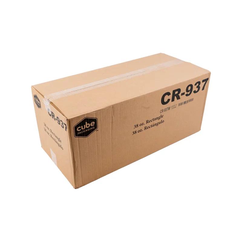 Take-Out Container Base & Lid Combo With Dome Lid 38 OZ Plastic White Clear Rectangle 150/Case