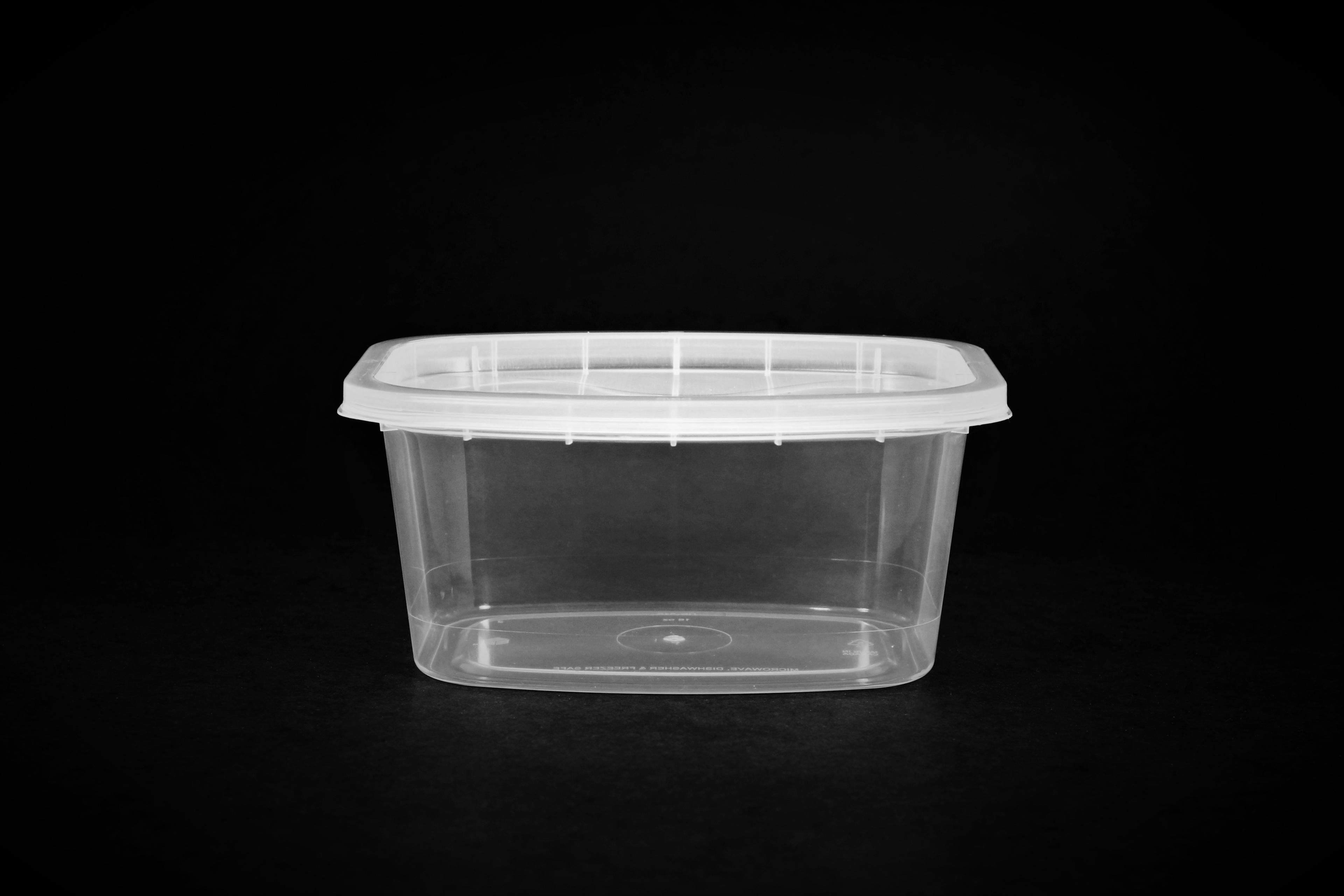 Deli Container Base 16 OZ Plastic Clear Rectangle 400/Case