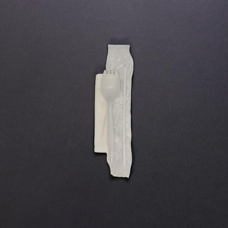 3PC Cutlery Kit Medium Weight With 8X10 Napkin,Milk Straw,Spork 1000/Case