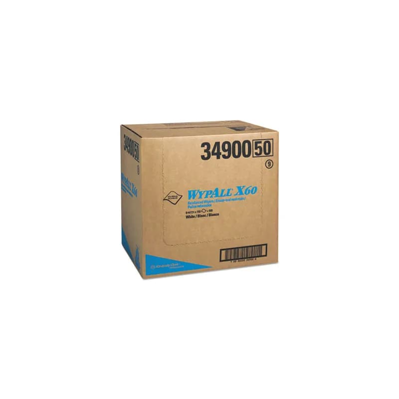 WypAll® X60 Cleaning Wipe 12.5X16.8 IN HydroKnit White Flat Sheet 150 Count/Pack 6 Packs/Case 900 Count/Case
