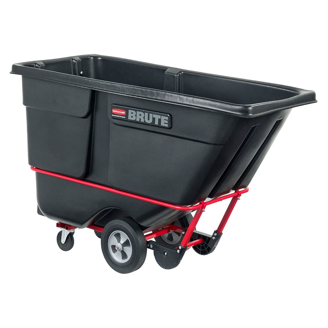 Brute® Utility Tilt Truck 34X72.25X49.63 IN 1 Cubic Yard 1250 LB Black Red Plastic Steel FDA Approved 1/Each