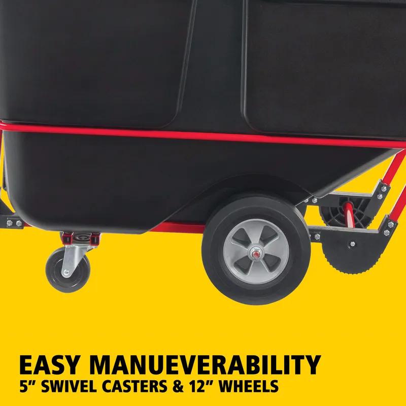 Brute® Utility Tilt Truck 34X72.25X49.63 IN 1 Cubic Yard 1250 LB Black Red Plastic Steel FDA Approved 1/Each
