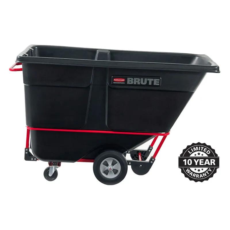 Brute® Utility Tilt Truck 34X72.25X49.63 IN 1 Cubic Yard Black Red Plastic Steel FDA Approved 1/Each