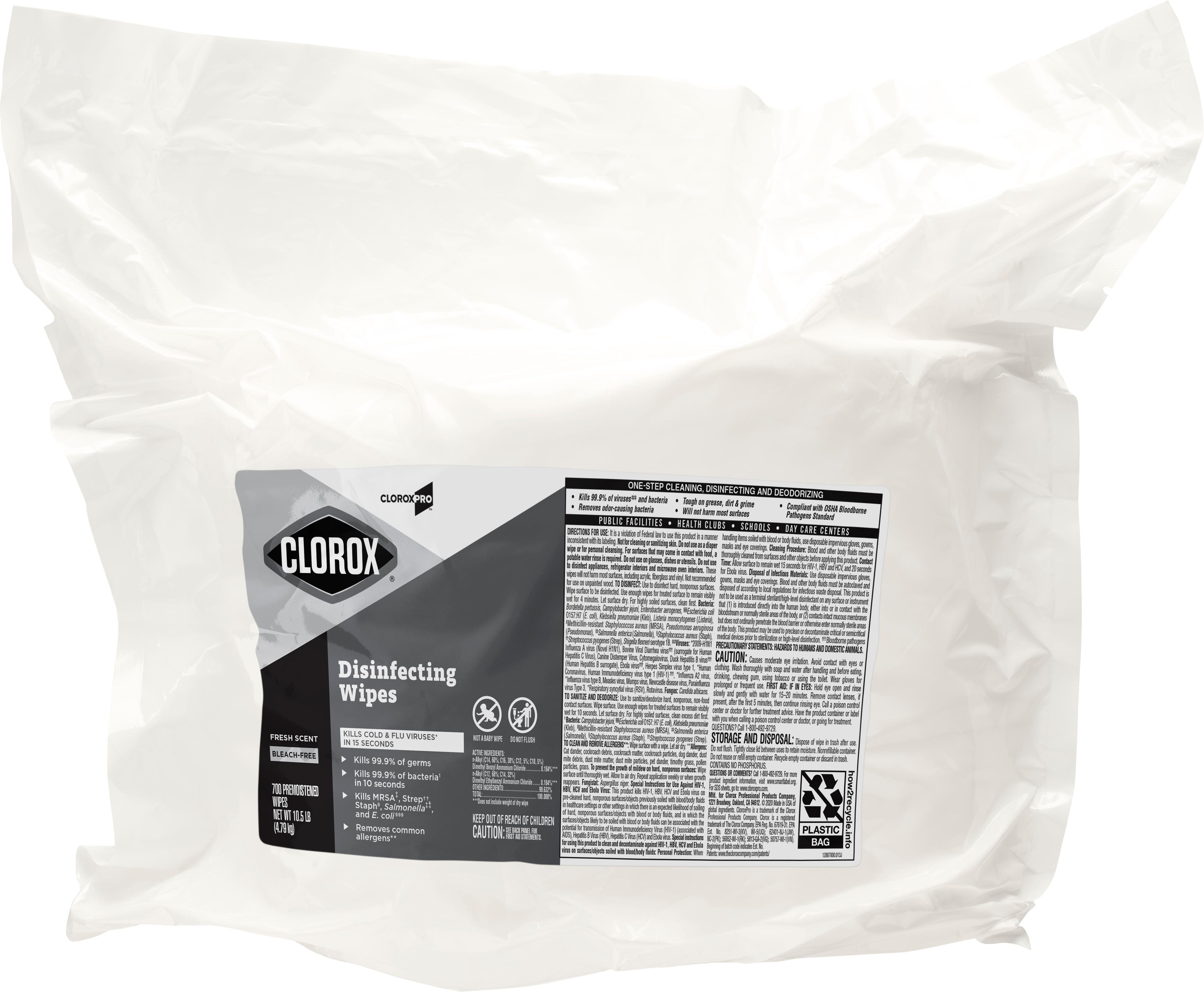 Clorox® Fresh Scent One-Step Disinfectant Multi Surface Wipe Bleach-Free Antibacterial 700 Count/Pack 2 Packs/Case