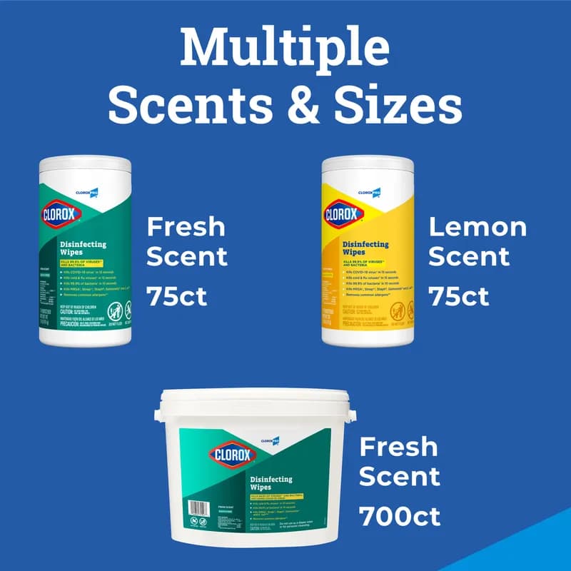 Clorox® Fresh Scent One-Step Disinfectant Multi Surface Wipe Bleach-Free Antibacterial 700 Count/Pack 2 Packs/Case