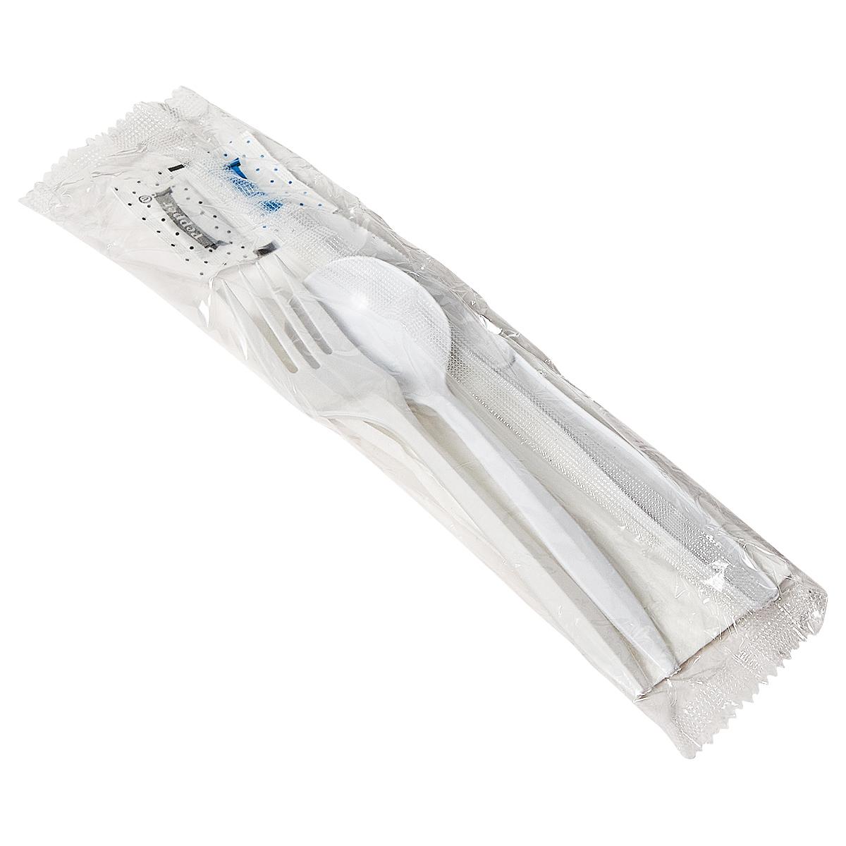Victoria Bay 6PC Cutlery Kit PP Medium Weight With Napkin,Fork,Knife,Salt & Pepper,Soup Spoon 250/Case