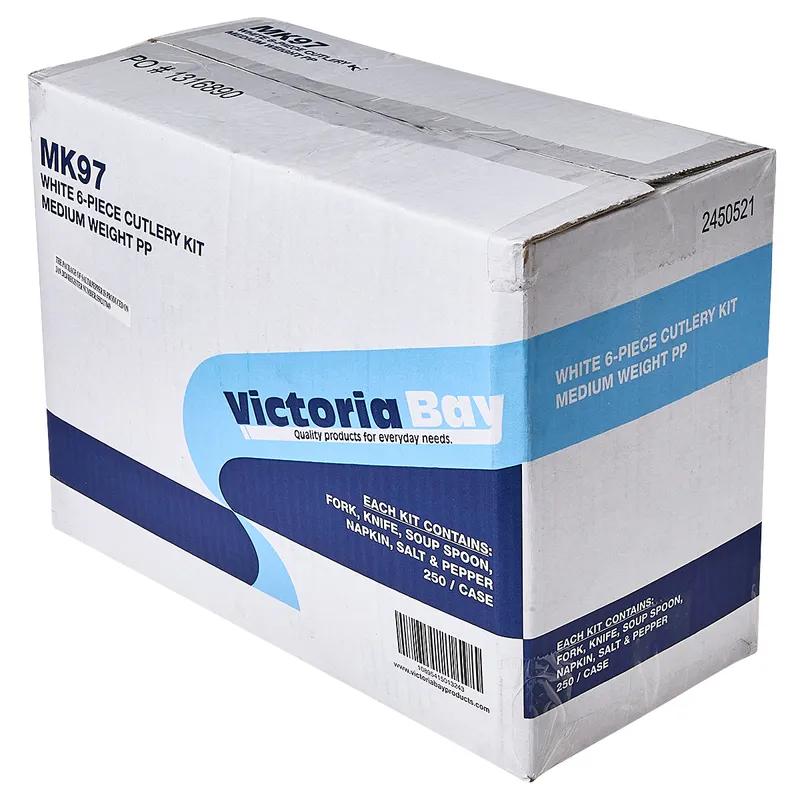 Victoria Bay 6PC Cutlery Kit PP Medium Weight With Napkin,Fork,Knife,Salt & Pepper,Soup Spoon 250/Case