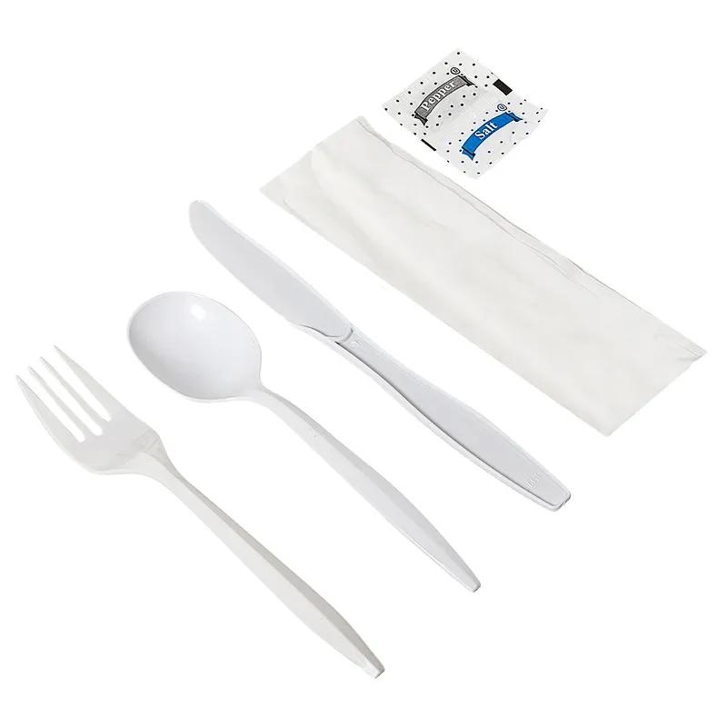 Victoria Bay 6PC Cutlery Kit PP Medium Weight With Napkin,Fork,Knife,Salt & Pepper,Soup Spoon 250/Case