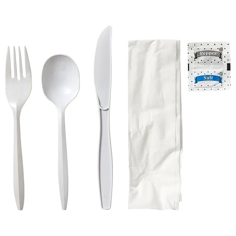 Victoria Bay 6PC Cutlery Kit PP Medium Weight With Napkin,Fork,Knife,Salt & Pepper,Soup Spoon 250/Case