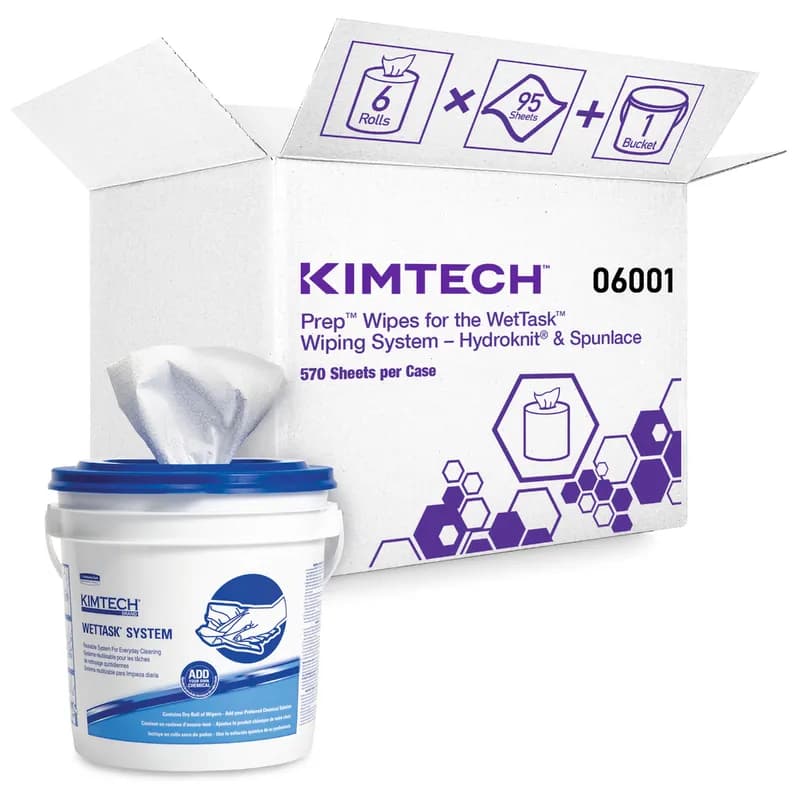 Kimtech™ Prep Cleaning Wipe 12X12.5 IN HydroKnit White Centerpull Bucket 95 Count/Pack 6 Packs/Case 570 Count/Case