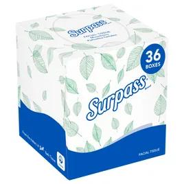Surpass® Facial Tissue 8.3X7.8 IN 2PLY Tissue Paper White Cube Box Boutique 90 Sheets/Pack 36 Packs/Case