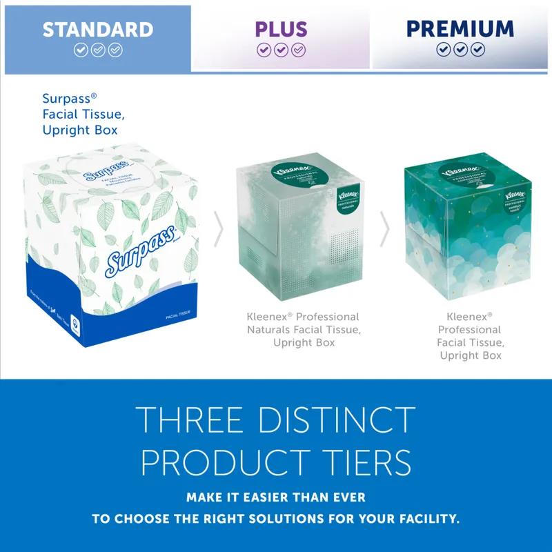 Surpass® Facial Tissue 8.3X7.8 IN 2PLY Tissue Paper White Cube Box Boutique 90 Sheets/Pack 36 Packs/Case