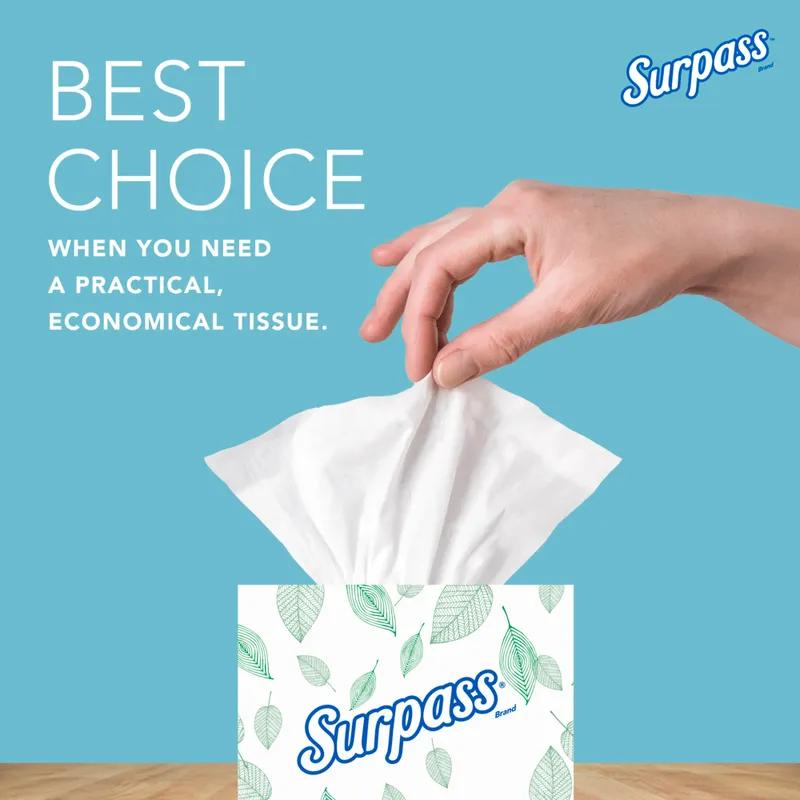 Surpass® Facial Tissue 8.3X7.8 IN 2PLY Tissue Paper White Cube Box Boutique 90 Sheets/Pack 36 Packs/Case