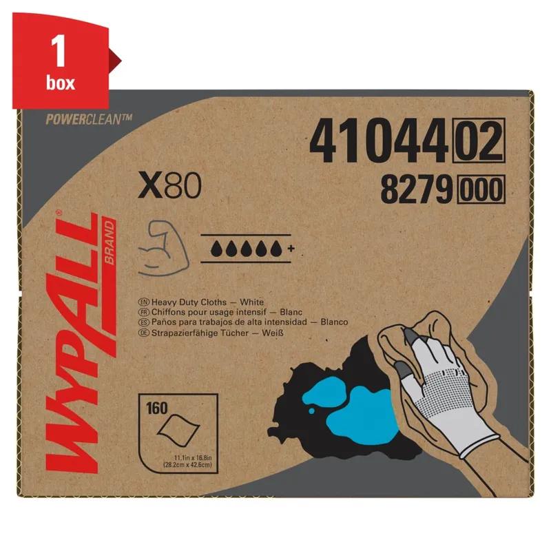 WypAll® X80 Cleaning Towel 11.1X16.8 IN Heavy Duty HydroKnit White Brag Box 160 Count/Pack 1 Packs/Case 160 Count/Case