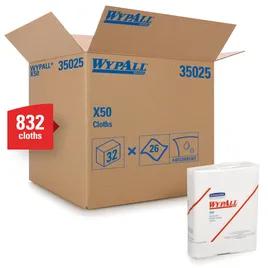 WypAll® X50 Cleaning Wipe 10X12.5 IN HydroKnit White 1/4 Fold 32/Case