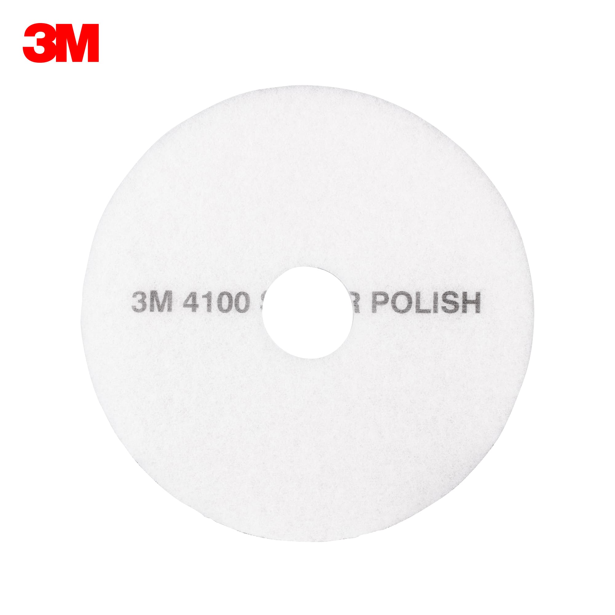 3M™ Scotch-Brite™ 4100 Scrubbing Pad 13X1 IN White Non-Woven Polyester Fiber 175-600 RPM Center Hole Rotary 5/Case
