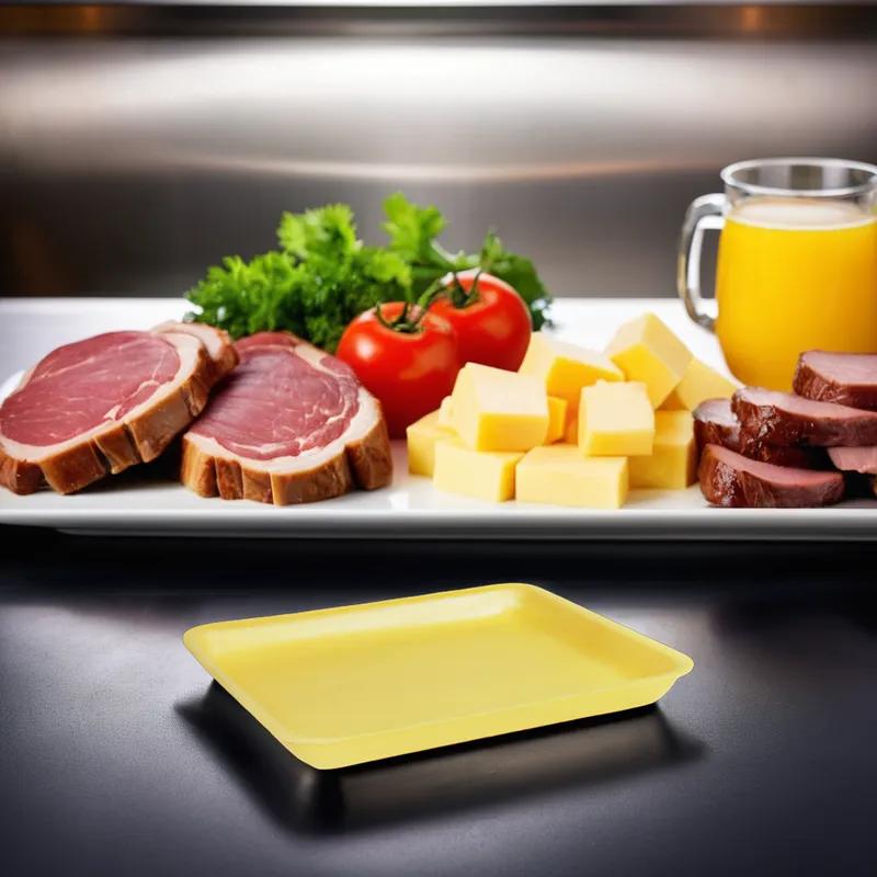 4L Meat Tray Polystyrene Foam Yellow Heavyweight 500/Case