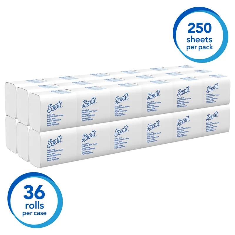 Scott® Facial Tissue 4.5X8.3 IN 2PLY White High Capacity Hygienic 250 Sheets/Pack 36 Packs/Case 9000 Sheets/Case