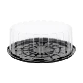 Bakery Container & Lid Combo With Shallow Dome Lid 8 IN OPS Black Clear Round 100/Case