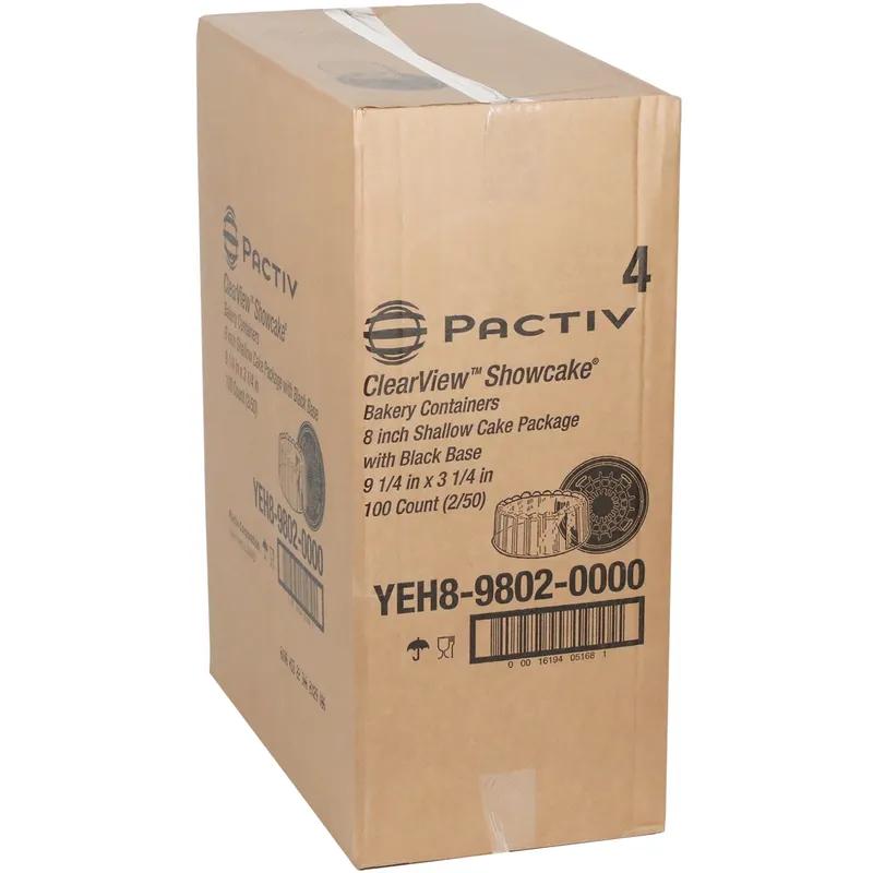 Bakery Container & Lid Combo With Shallow Dome Lid 8 IN OPS Black Clear Round 100/Case