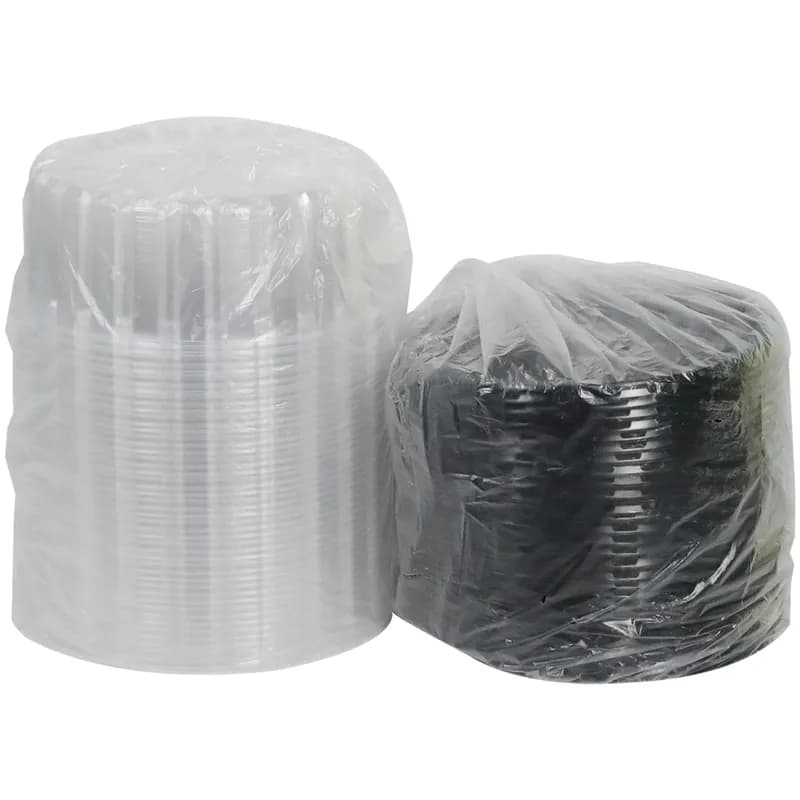Bakery Container & Lid Combo With Shallow Dome Lid 8 IN OPS Black Clear Round 100/Case