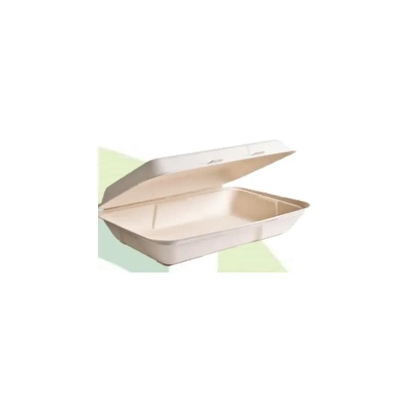 Take-Out Container Hinged 9X12X3 IN Sugarcane Natural Rectangle 150/Case