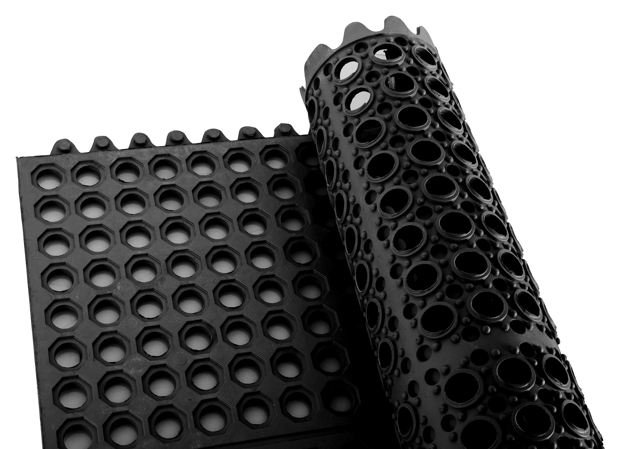 Anti-Fatigue Floor Mat 36X36X0.5 IN Black Rubber Interlocking 1/Each