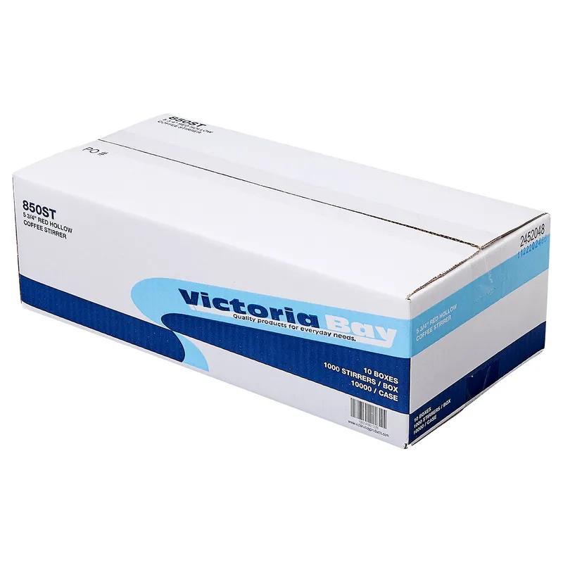 Victoria Bay Sip Stirrer 5 IN Plastic Red Unwrapped 1000 Count/Pack 10 Packs/Case 10000 Count/Case