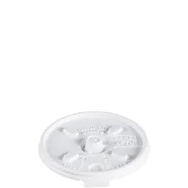 Dart® Lid Flat 3.3X0.4 IN HIPS White For 8 OZ Hot Cup Lock Tab Sip Through Lift Back 100 Count/Pack 10 Packs/Case