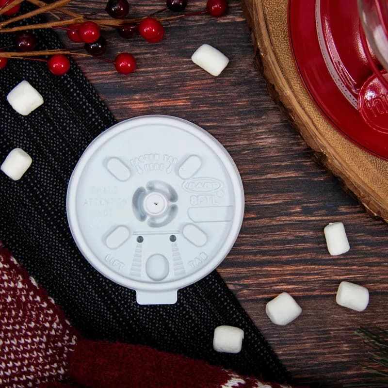 Dart® Lid Flat 3.3X0.4 IN HIPS White For 8 OZ Hot Cup Lock Tab Sip Through Lift Back 100 Count/Pack 10 Packs/Case