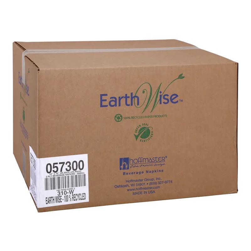 Earth Wise® Beverage Napkins 10X10 IN White Paper 2PLY 3000/Case