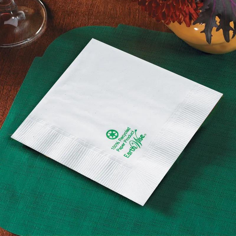 Earth Wise® Beverage Napkins 10X10 IN White Paper 2PLY 3000/Case