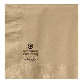 Earth Wise Beverage Napkins 10X10 IN 5X5 IN Kraft Paper 2PLY 1000/Case