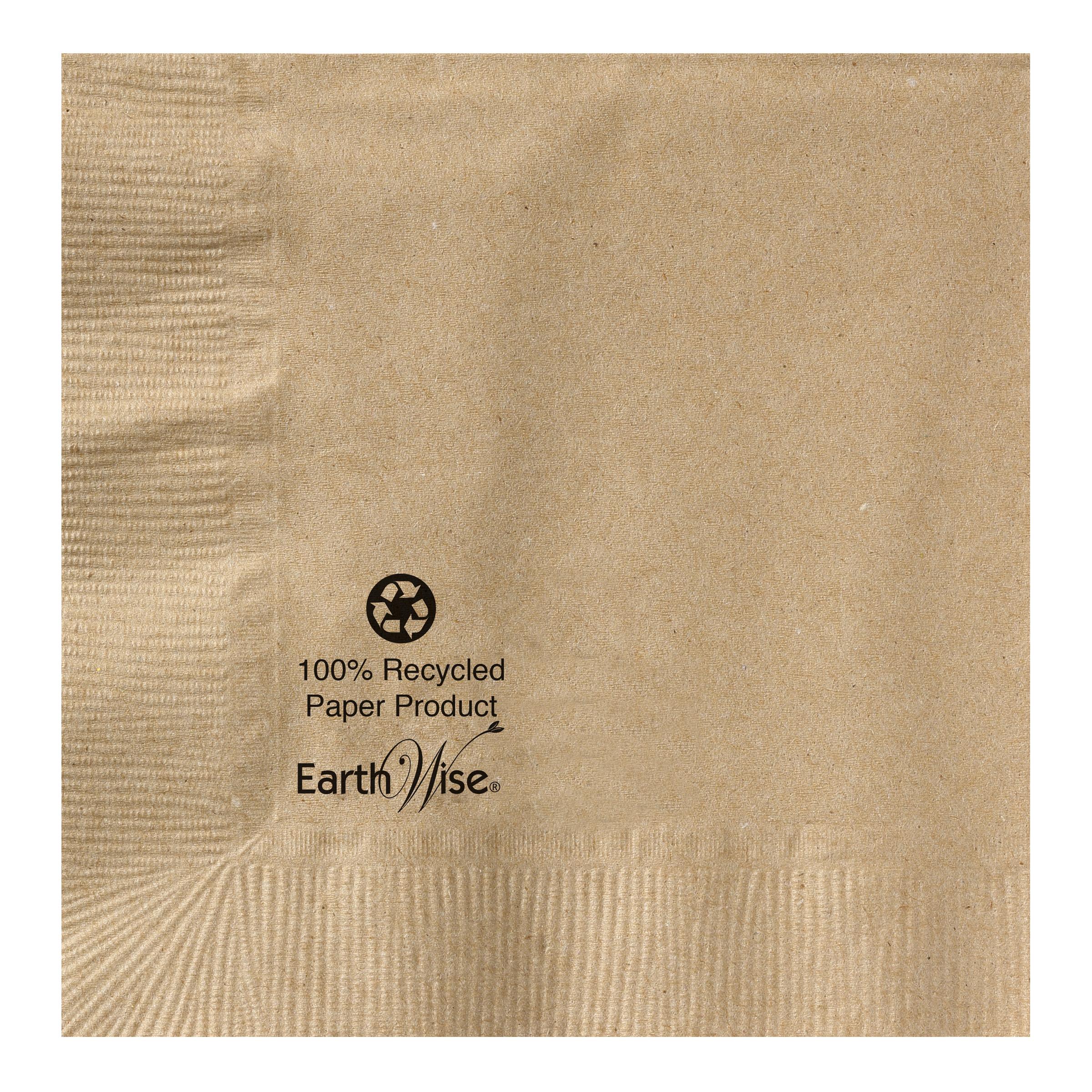 Earth Wise Beverage Napkins 10X10 IN 5X5 IN Kraft Paper 2PLY 1000/Case