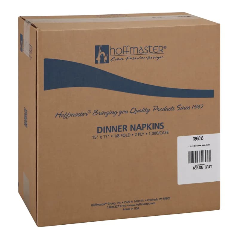Dinner Napkins 15X17 IN Gray 2PLY 1/8 Fold 1000/Case