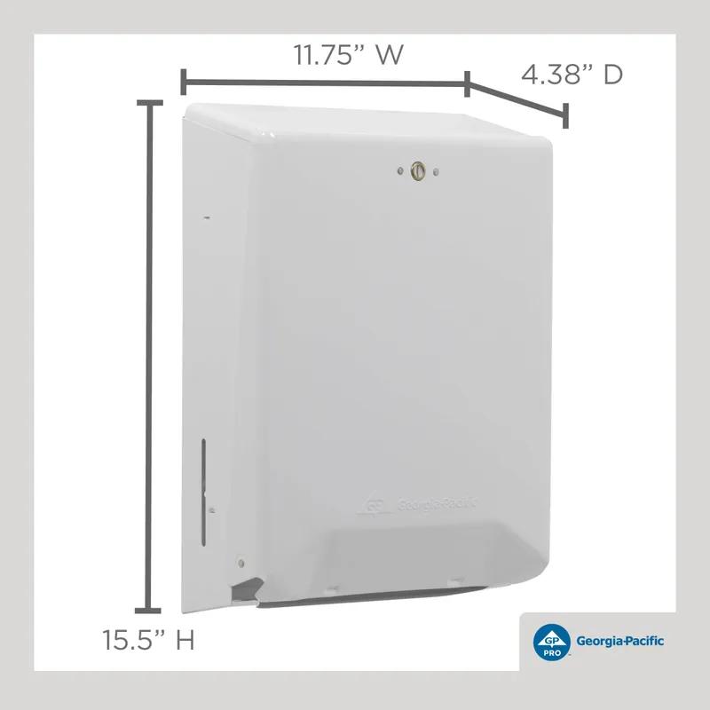 Georgia-Pacific Pro® Paper Towel Dispenser 4.438X11.75 IN Metal Wall Mount, Locking White Multifold 1/Each