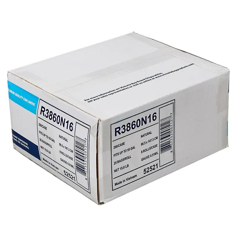 Victoria Bay Can Liner 38X60 IN 55 GAL Clear Plastic 16MIC Roll 200/Case