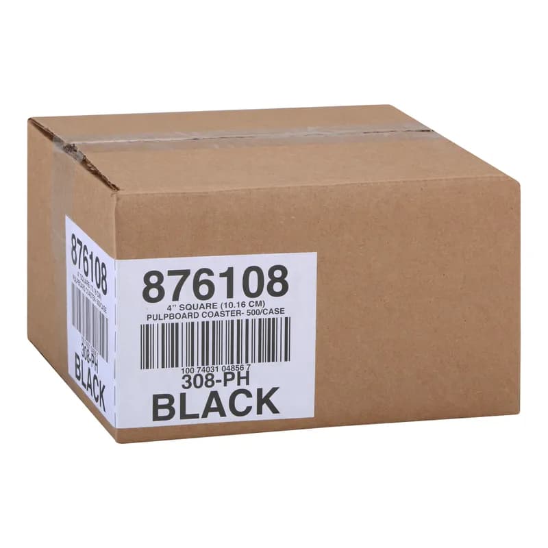 Drink Coaster 4 IN Black Square Pulpboard 2-Sided 500/Case