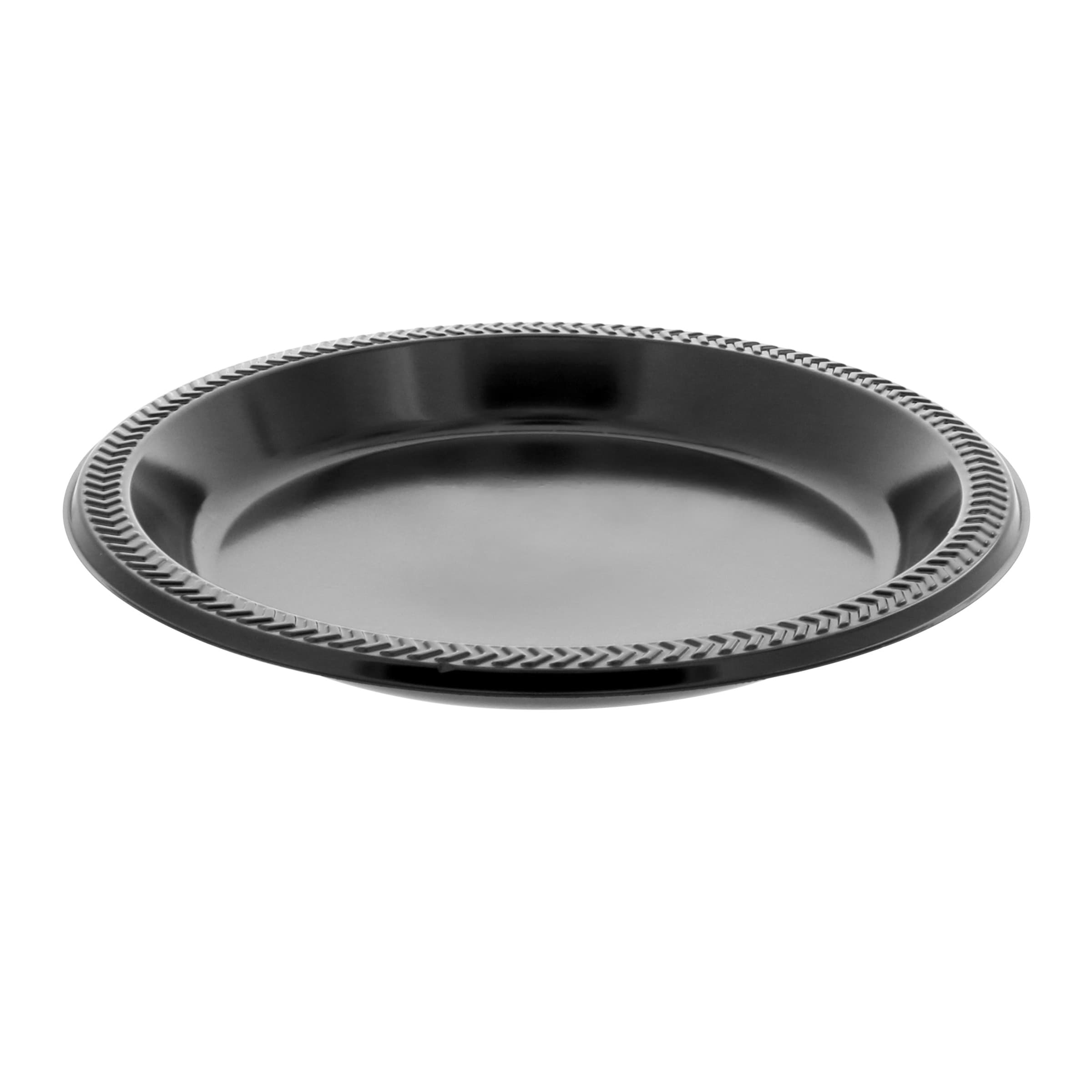 Plate 10.25X1.125 IN HIPS OPS Black Round 500/Case