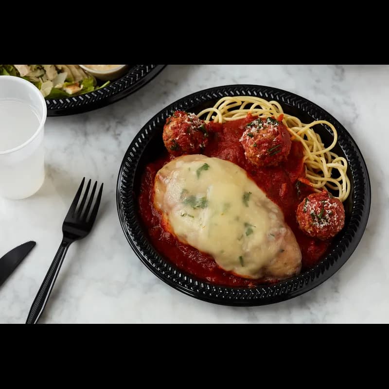 Plate 10.25X1.125 IN HIPS OPS Black Round 500/Case