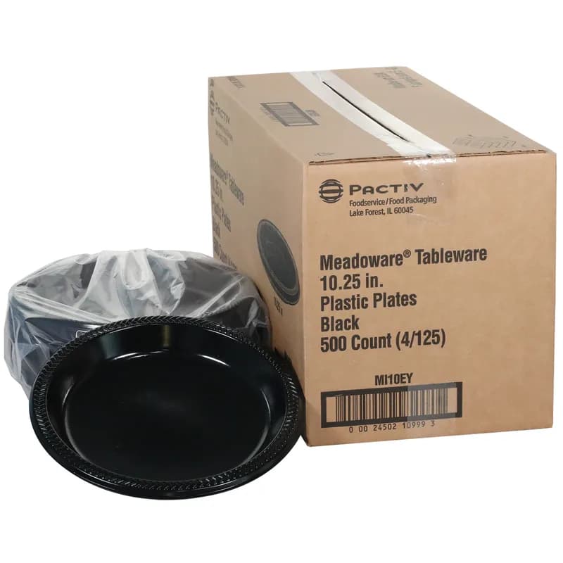 Plate 10.25X1.125 IN HIPS OPS Black Round 500/Case