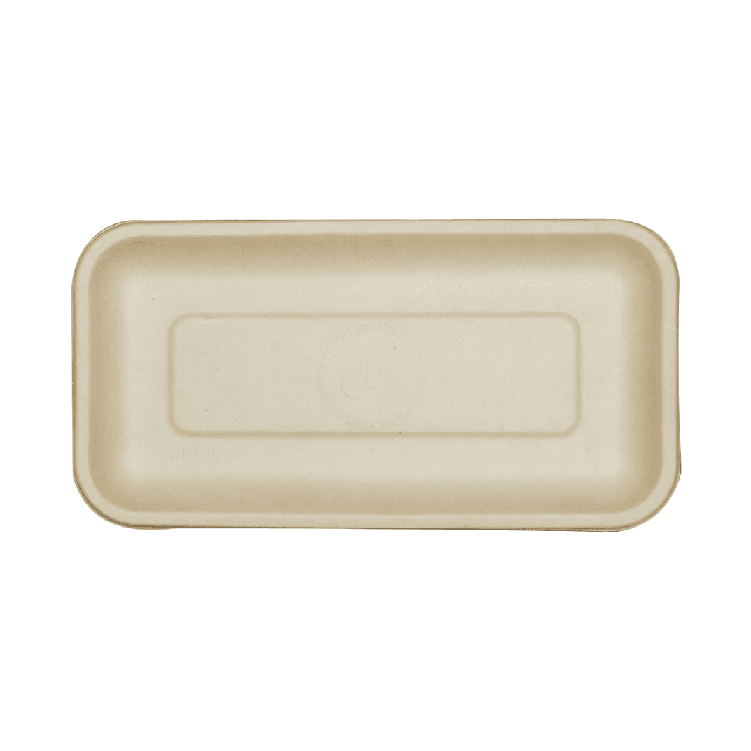 Take-Out Container Base 8.3X4.5X0.6 IN Pulp Fiber Kraft Rectangle 500/Case