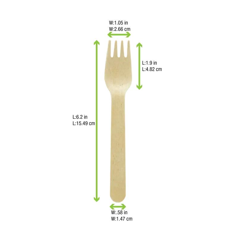 Fork 6.2 IN Wood Natural 100 Count/Pack 20 Packs/Case 2000 Count/Case