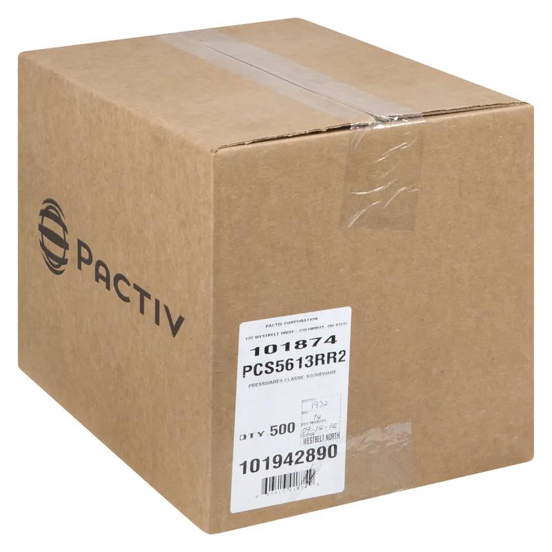 Pressware® Classic Stoneware Take-Out Container Base 5X6X1.375 IN Paperboard White Brown Oblong 500/Case